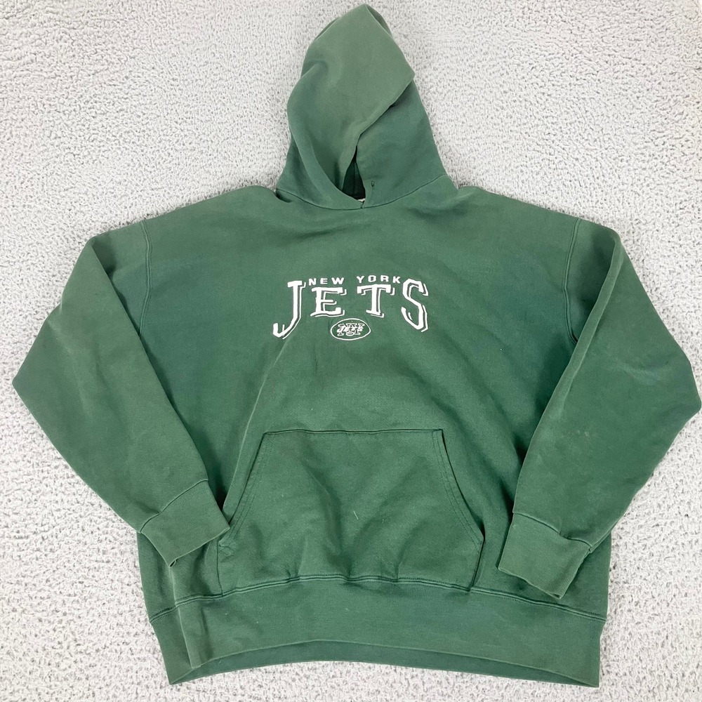 Vintage Lee Sport Hoodie Mens XL Green New York Jets Embroidered Made in USA